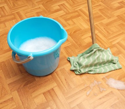 seau et serpillère pour nettoyer le sol